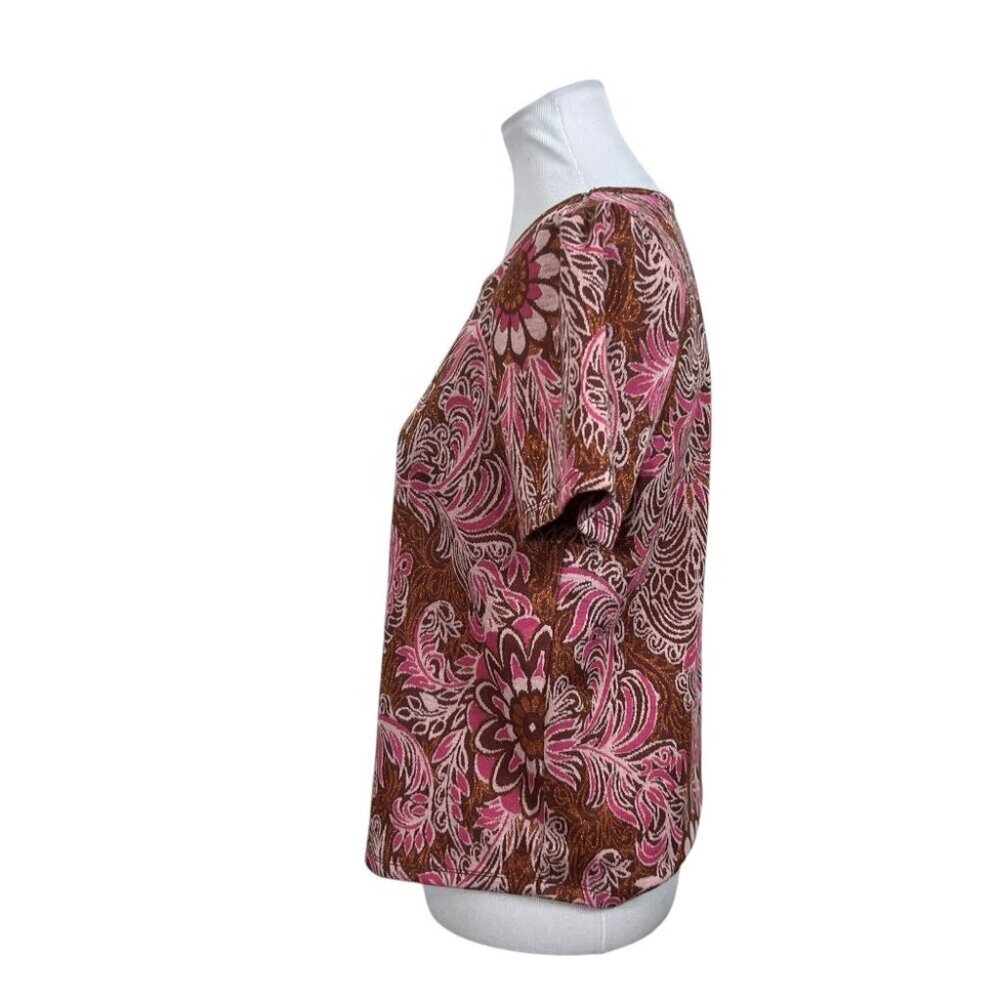 by Anthropologie Demeter Paisley Top size‎ M Medium Short Sleeve - Picture 4 of 9